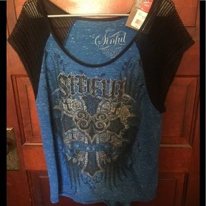 NWT Sinful shirt with webbed sleeves size medium